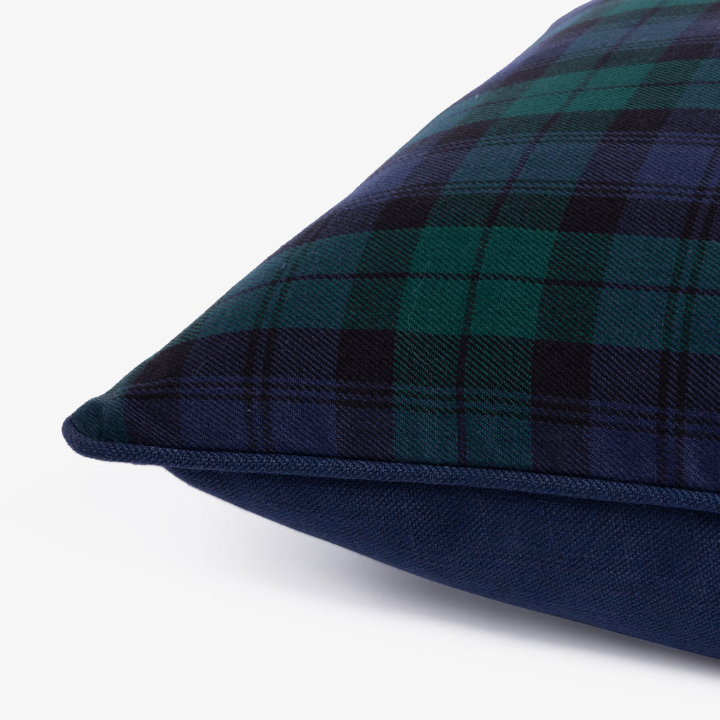 Blue & Green Tartan Cushion Cover Close Up