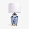 Blue & White Ceramic Lamp with Shade 