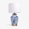 Blue & White Ceramic Lamp with Shade 