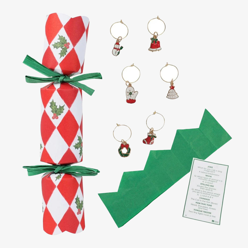 Botanical Holly Mini Christmas Crackers (Box of 6) Contents