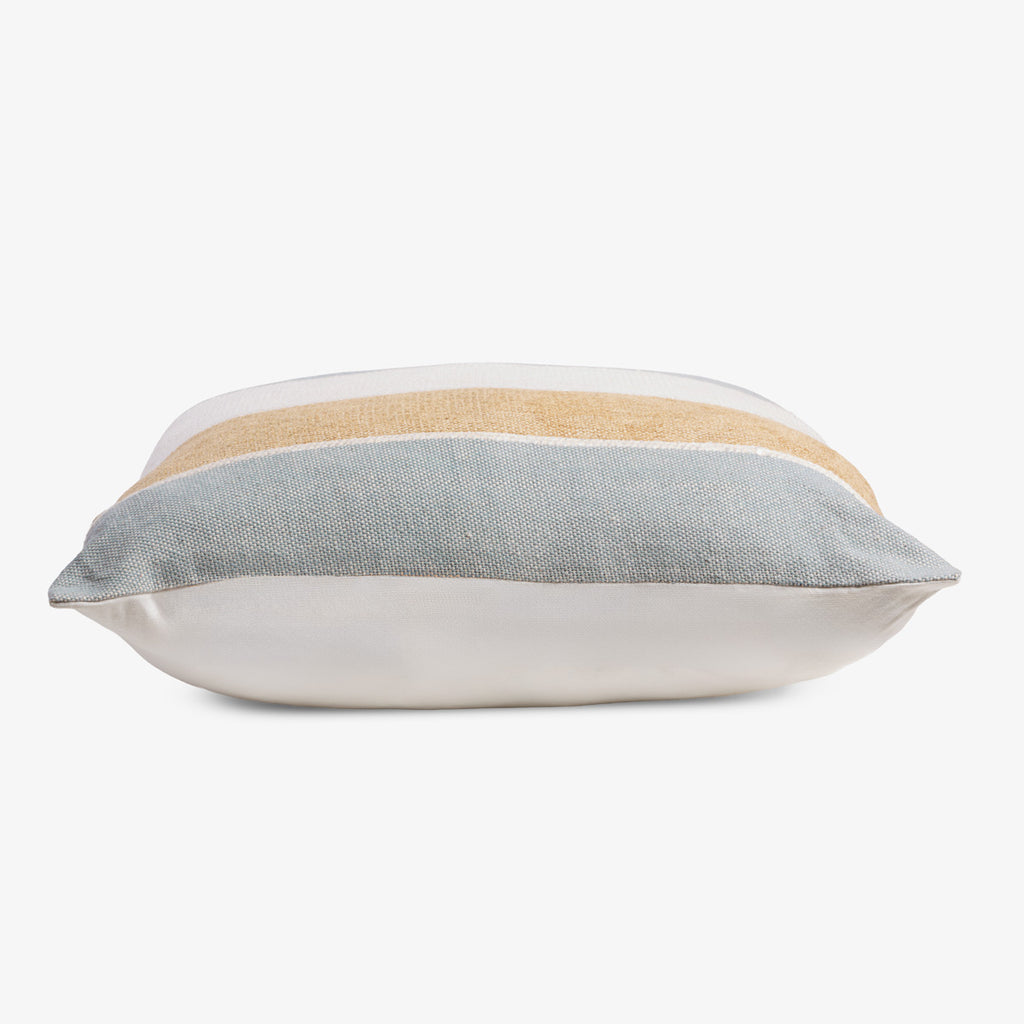 Dune Natural & Light Blue Stripe Cushion Cover Side View