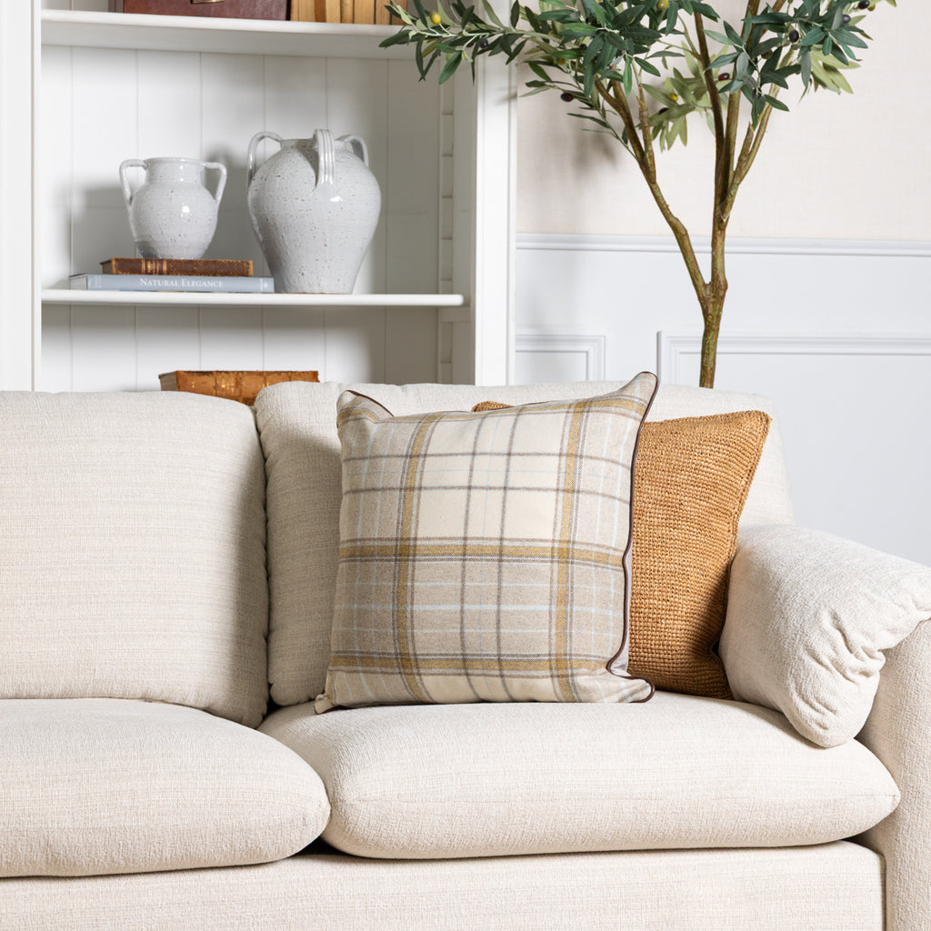 Highland Cushion Cover (Natural) Styled on Sofa