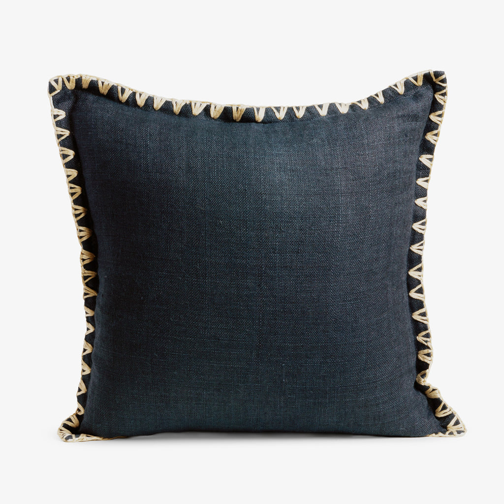 Kimberley Navy Blue Linen Cushion Cover Front View