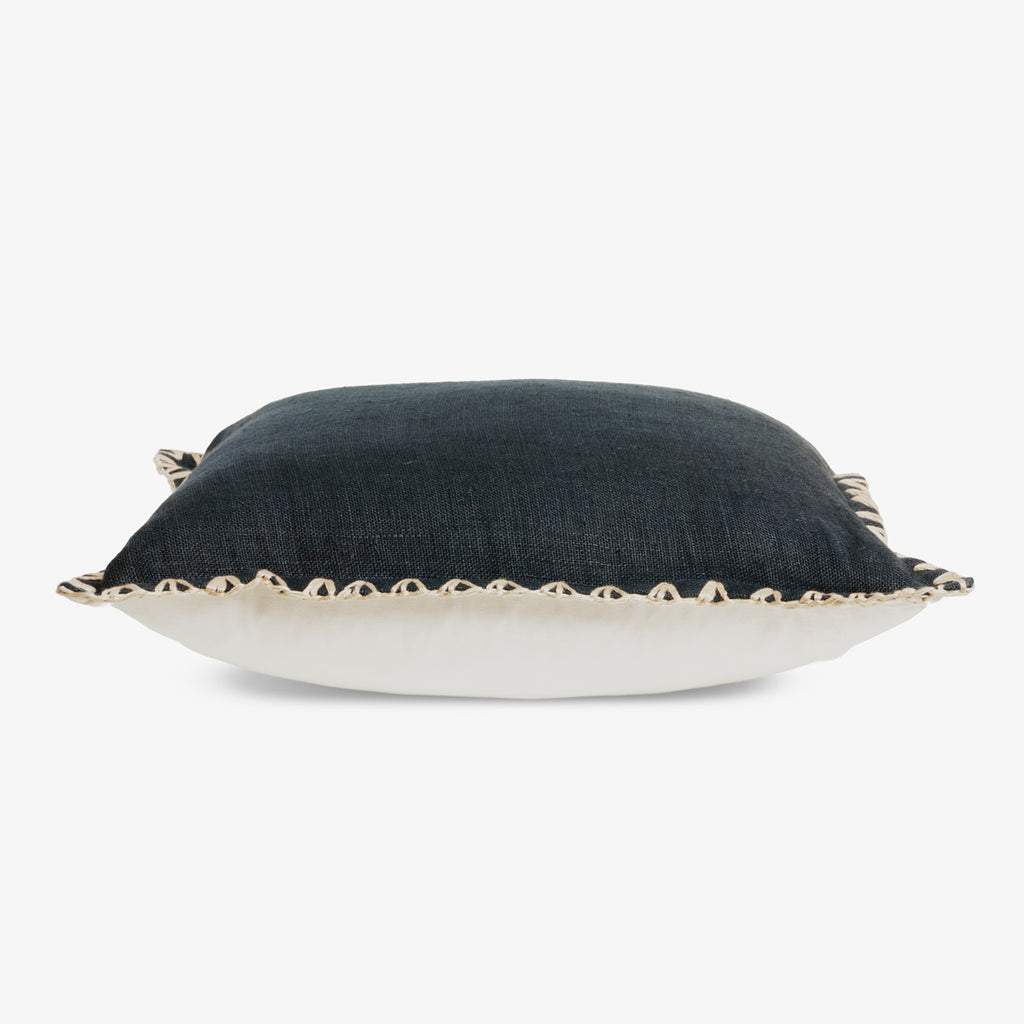 Kimberley Navy Blue Linen Cushion Cover Side View