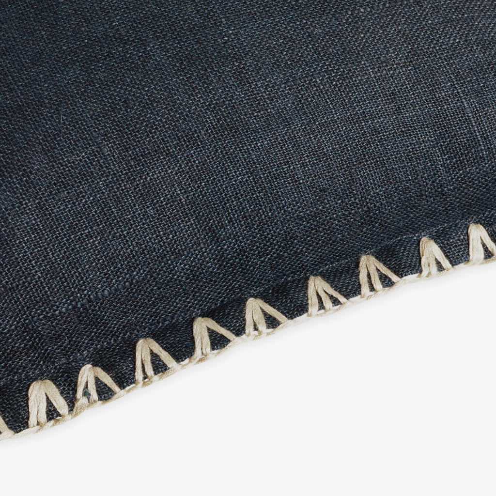 Kimberley Navy Blue Linen Cushion Cover Close Up