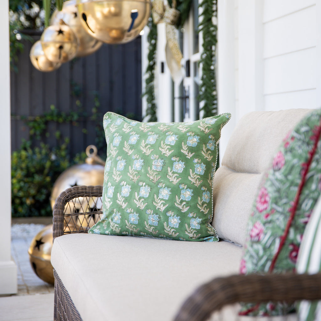 Laya Floral Cushion Cover Styled on Outdoor Lounge