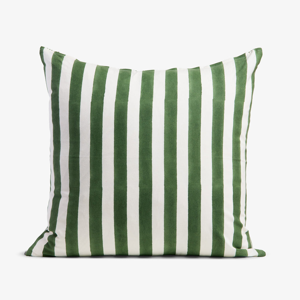 Laya Sage Stripe Cushion Cover Wide Stripe Side