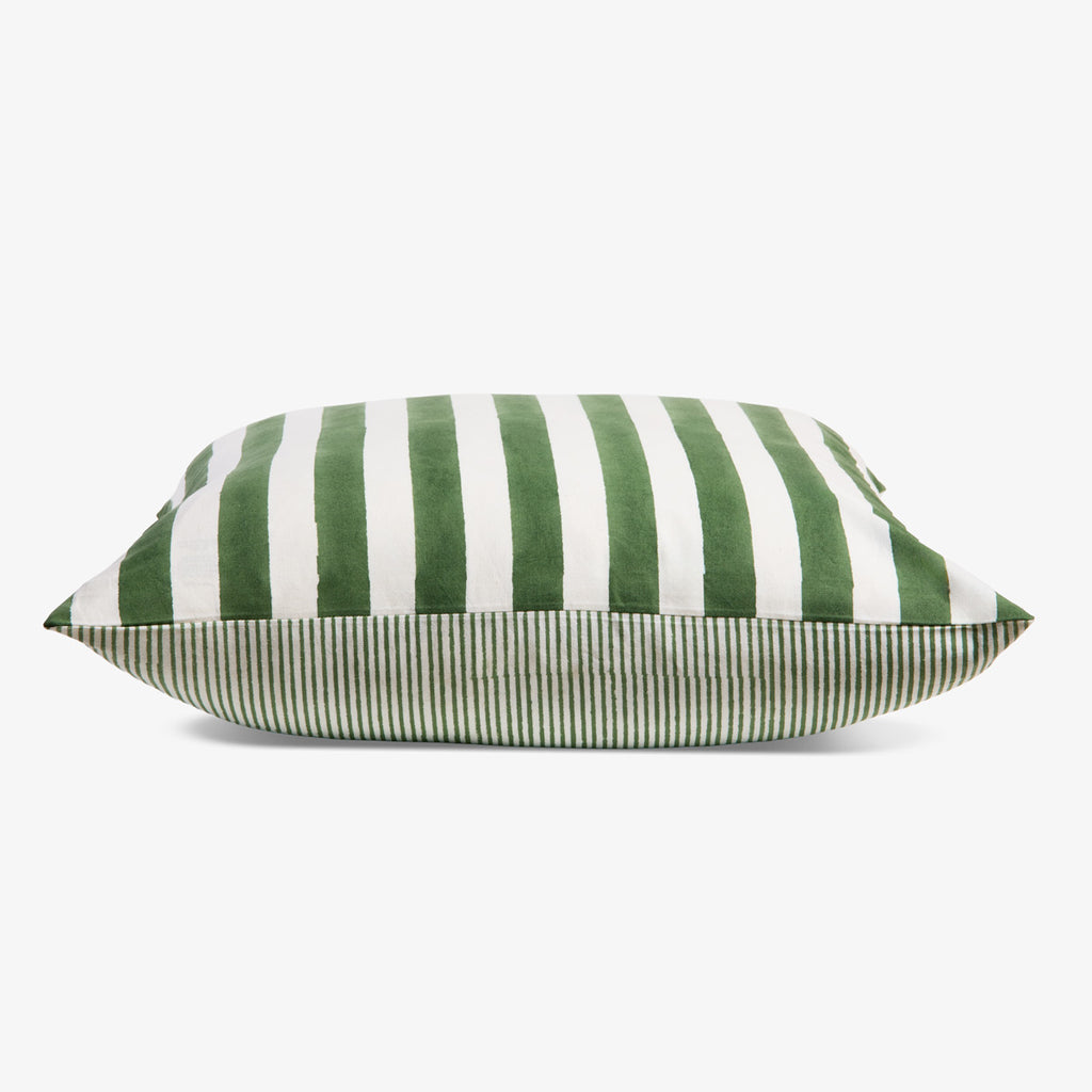 Laya Sage Stripe Cushion Cover Side View