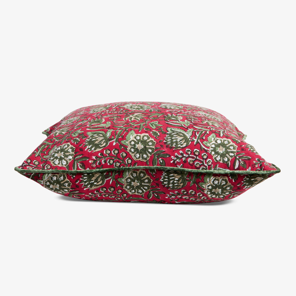 Festive Red Rose Cushion Cover Side View