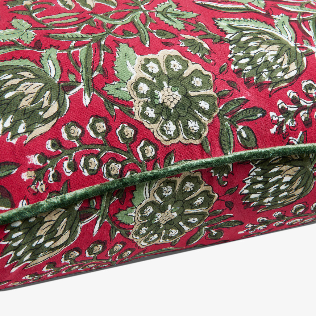 Festive Red Rose Cushion Cover Close Up