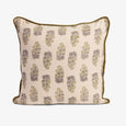 Sage & Beige Block Print Cushion Cover Front View