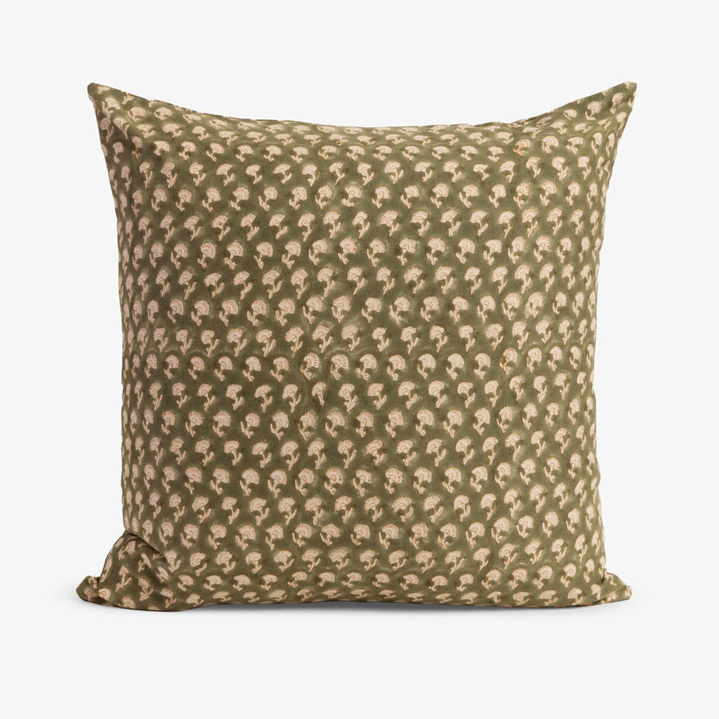 Sage Block Print Cushion Cover Front View