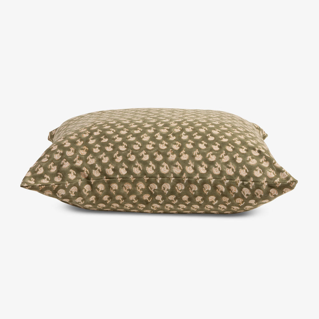 Sage Block Print Cushion Cover Side View