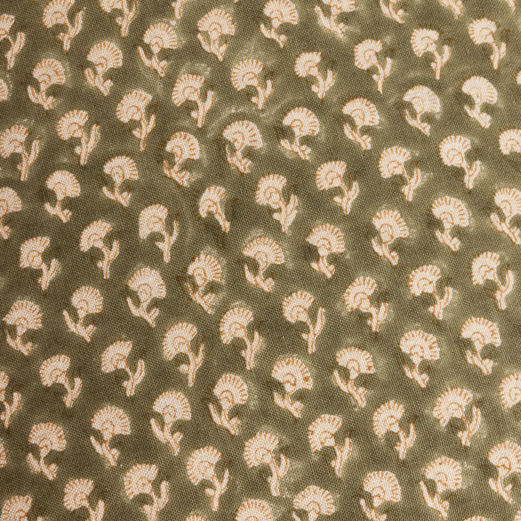 Sage Block Print Cushion Cover Close Up