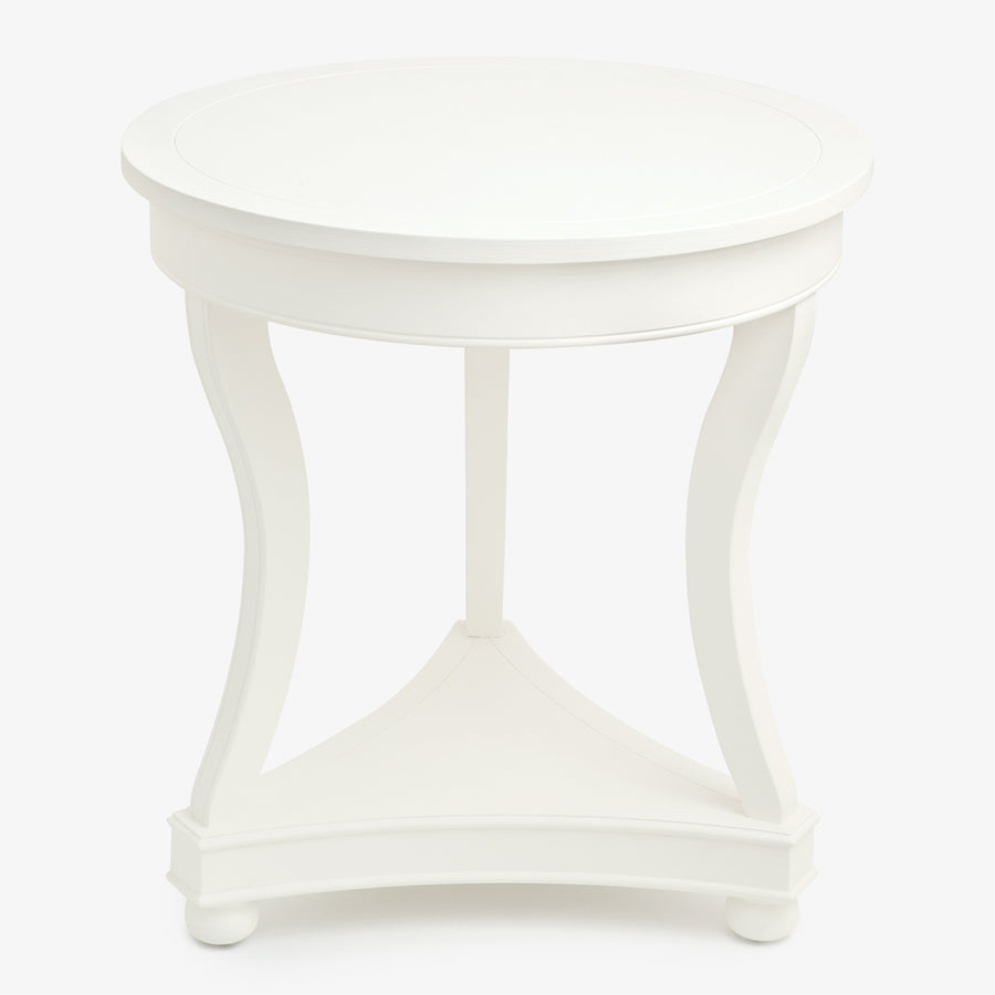 Calais Round Side Table Antique White Front