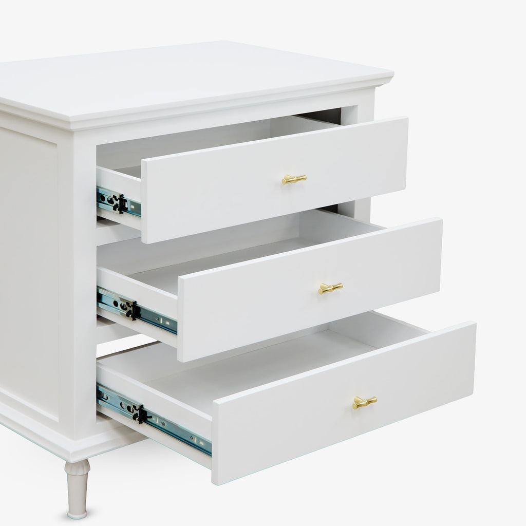 Canterbury Bedside Table (White) Shelves Open