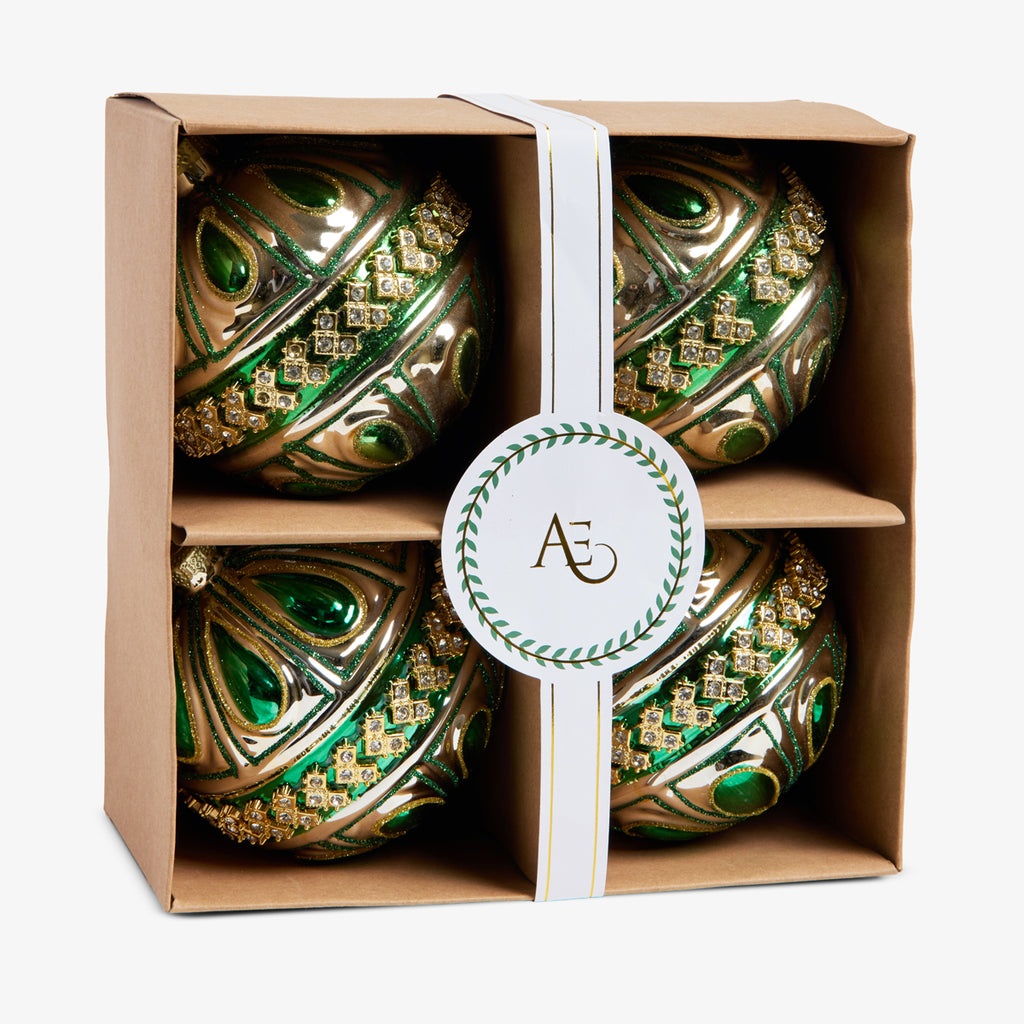 Central Band Baubles Set Of 4 (Green) In Box