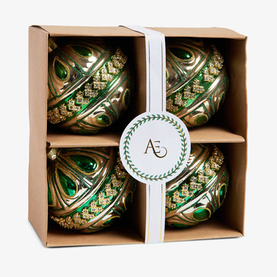 Central Band Baubles Set Of 4 (Green) In Box
