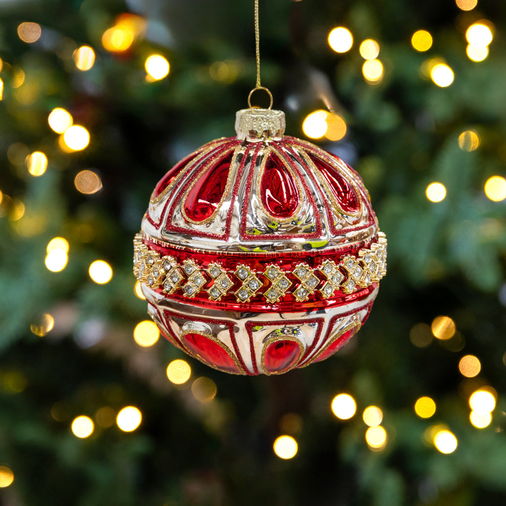 Central Band Baubles Set Of 4 (Red) Styled in Christmas Tree