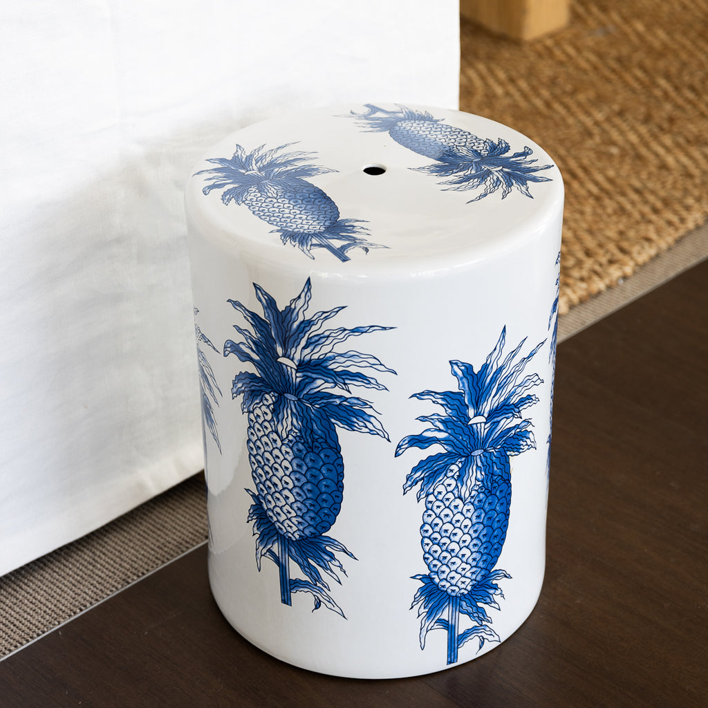 Ceramic Stool Blue Pineapple Styled