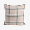 Check Cushion Cover Light Brown Front View