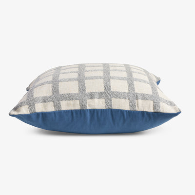 Check Linen Blend Cushion Cover Grey Side View