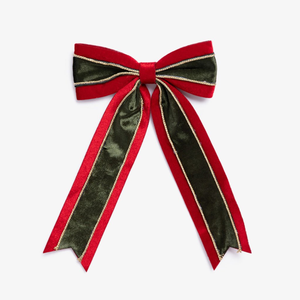 Christmas Bows Green with Red Border