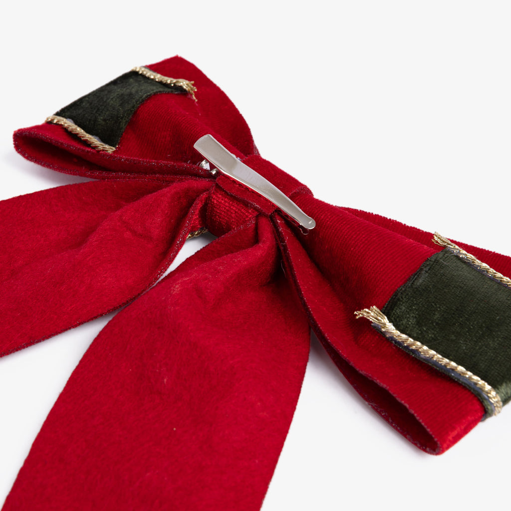 Christmas Bows Green with Red Border Back Clip