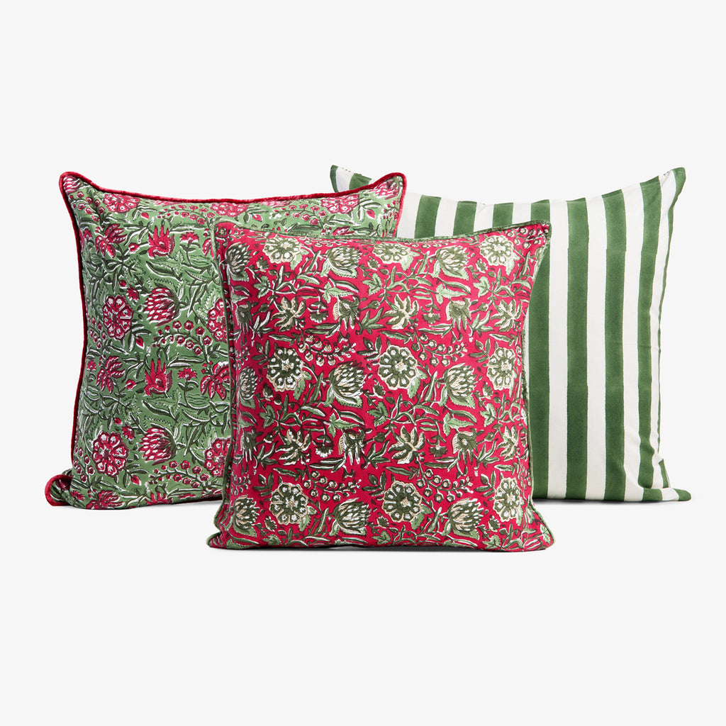 Christmas Cushion Cover Bundle (Festive Rose) Front View