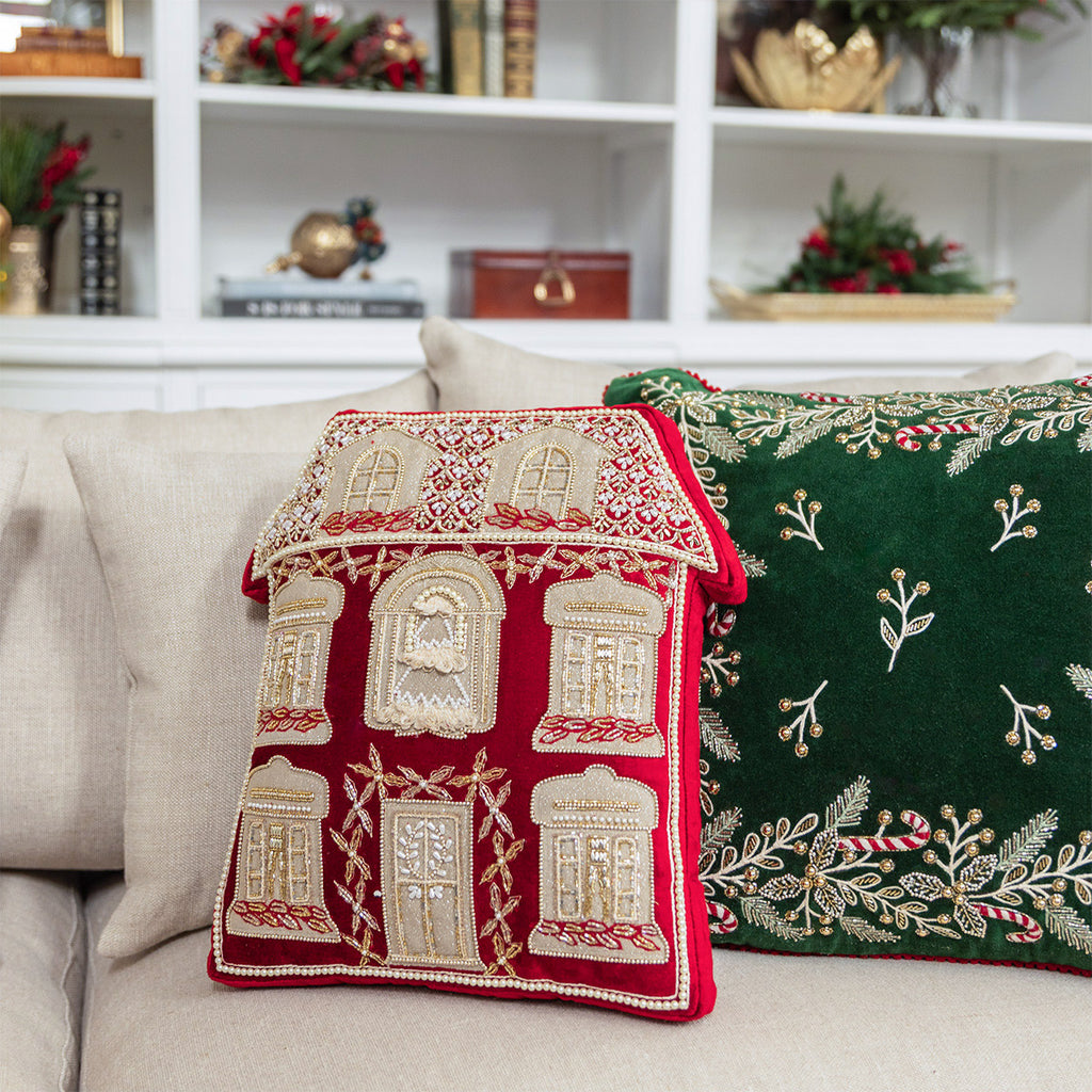 Christmas House Cushion On Lounge