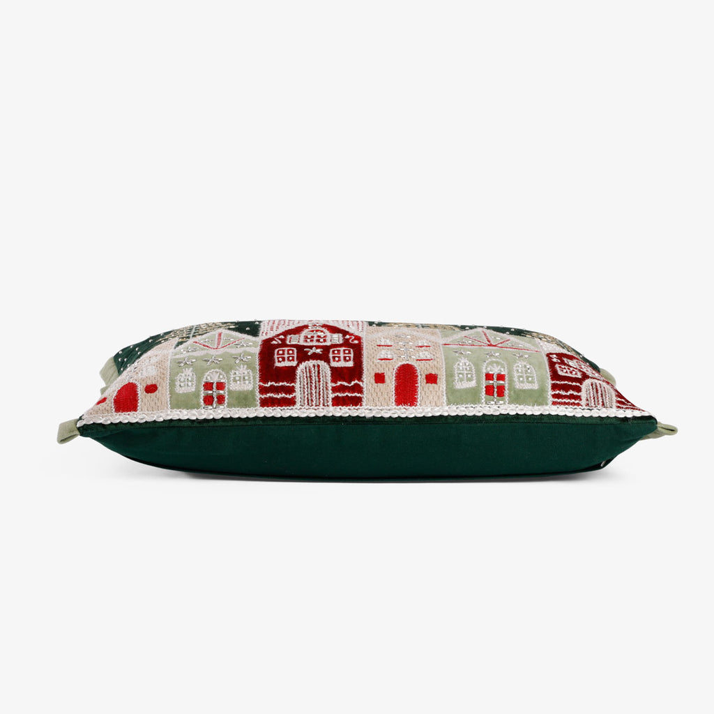 Christmas Village Rectangular Cushion Cover Bottom