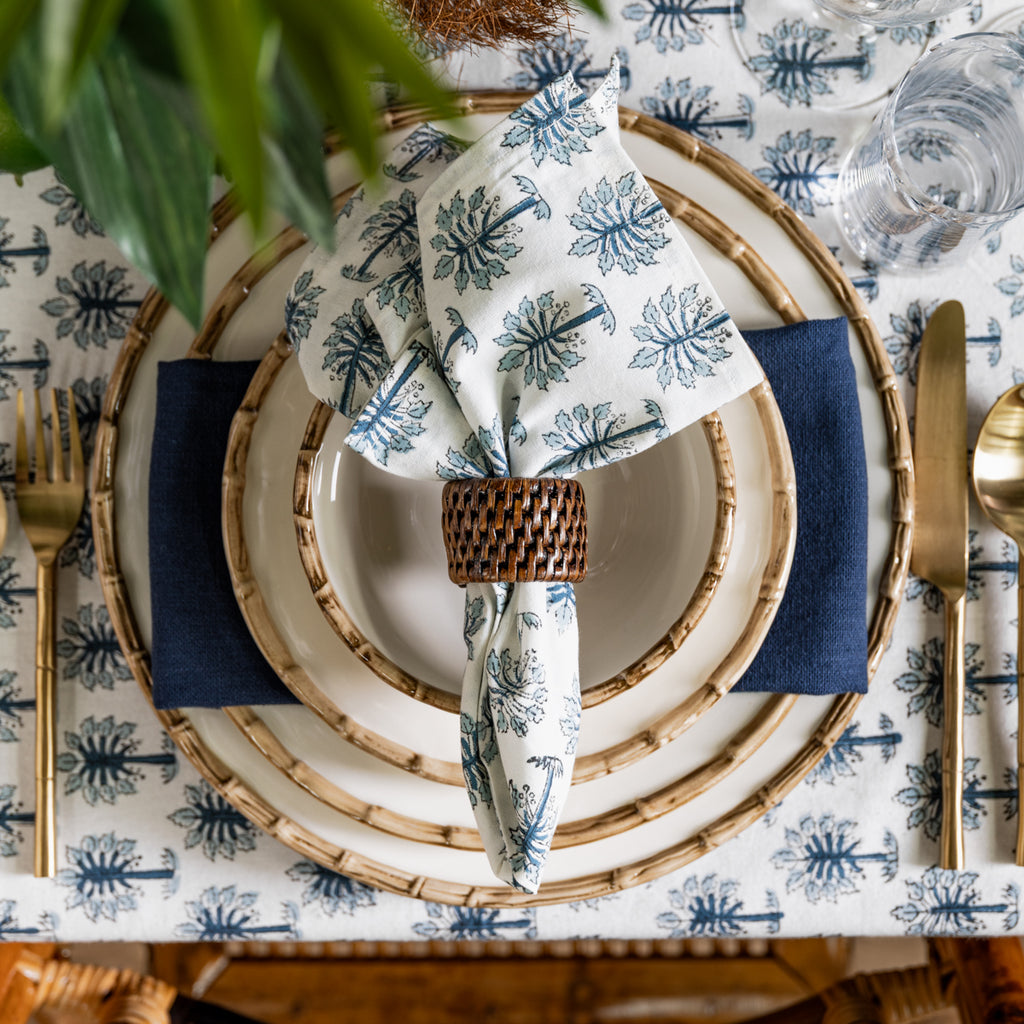 Coastal Palm Napkins (Set of 4) Styled on Island Dining Table