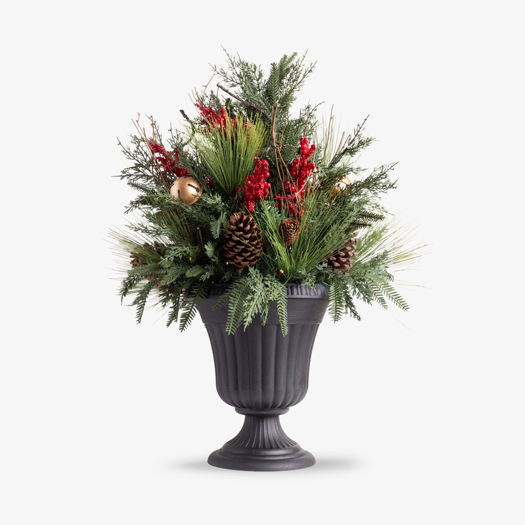 Colorado Red Berry Potted Arrangement with Lights 80cm