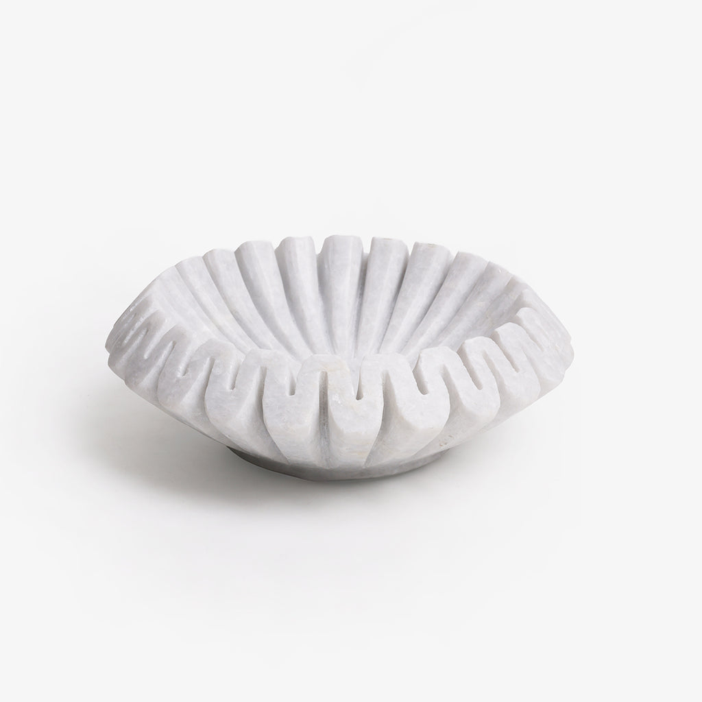 Marble Concertina White Bowl 20cm