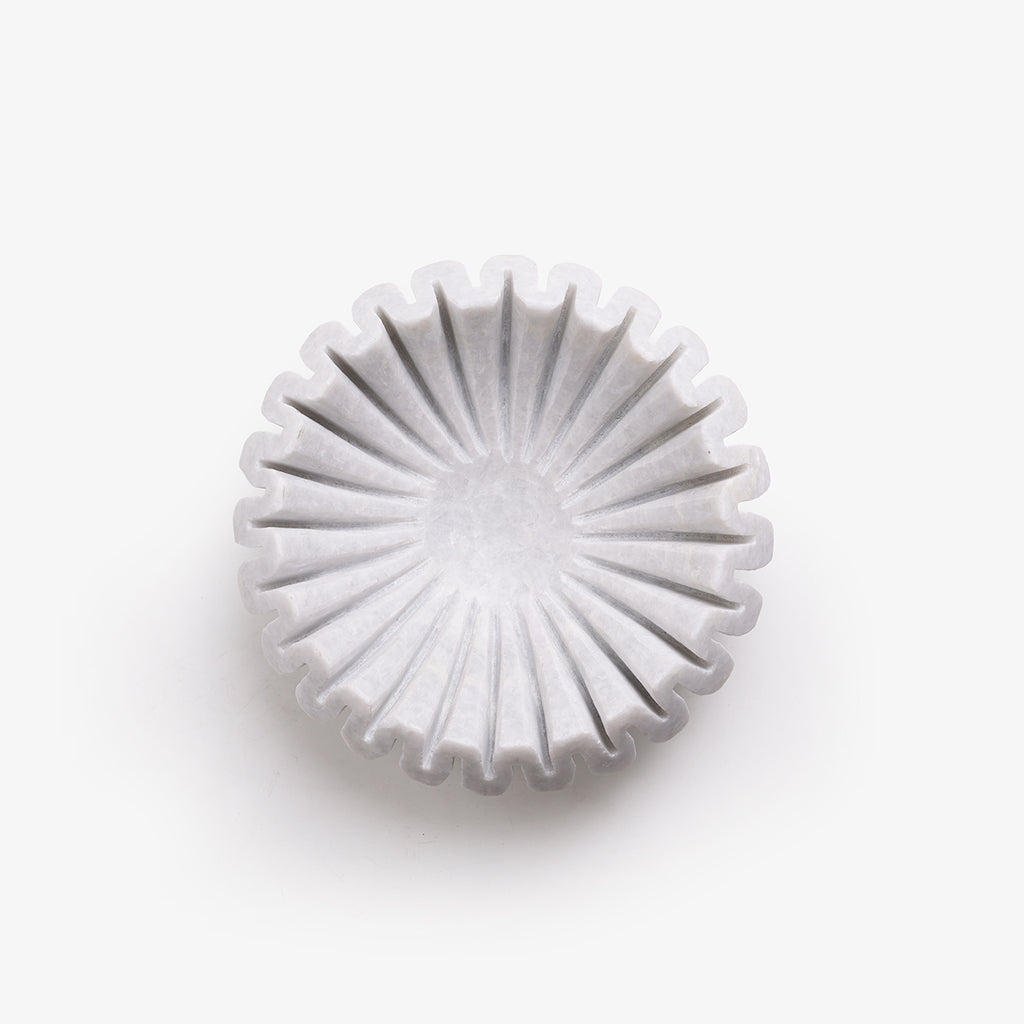 Marble Concertina White Bowl 20cm Flat Lay