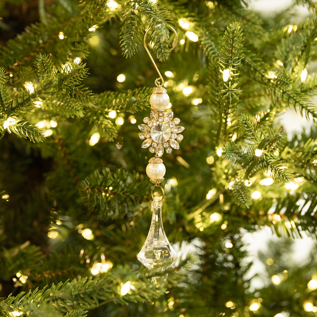 Crystal & Pearl Drop Ornament 17cm Styled