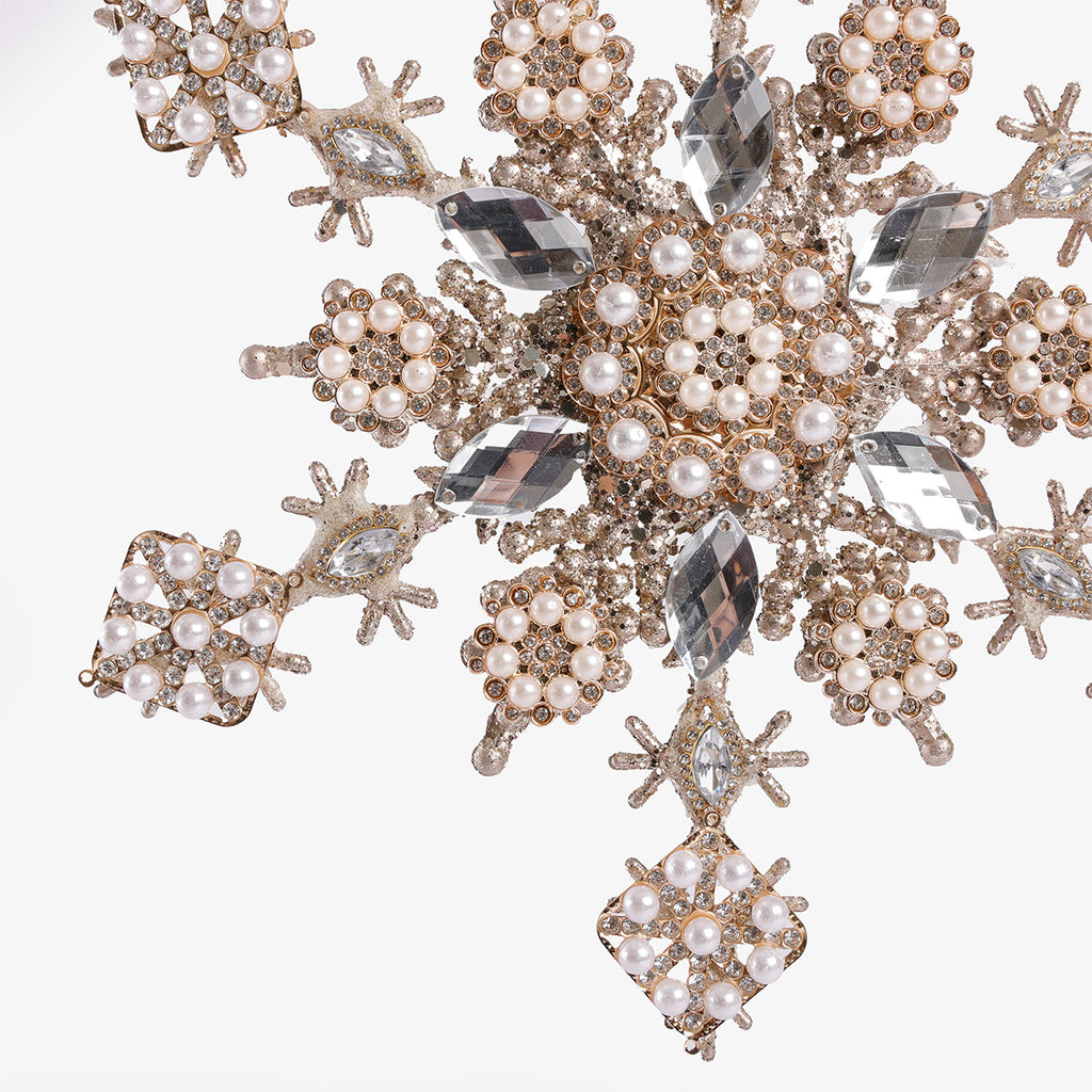 Crystal & Pearl Star Ornament Large Close Up
