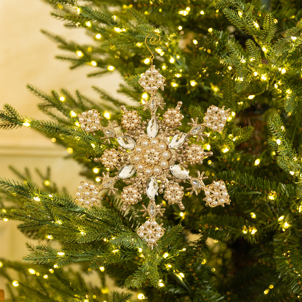 Crystal & Pearl Star Ornament Large Styled