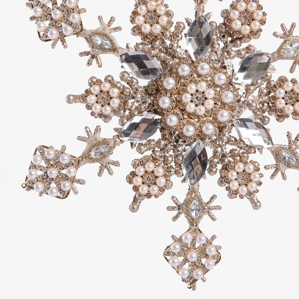 Crystal & Pearl Star Ornament Large Close Up