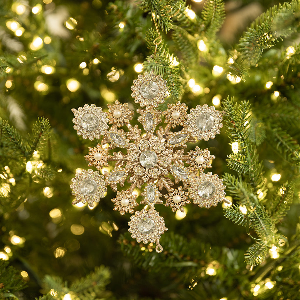 Crystal & Pearl Star Ornament Small Styled