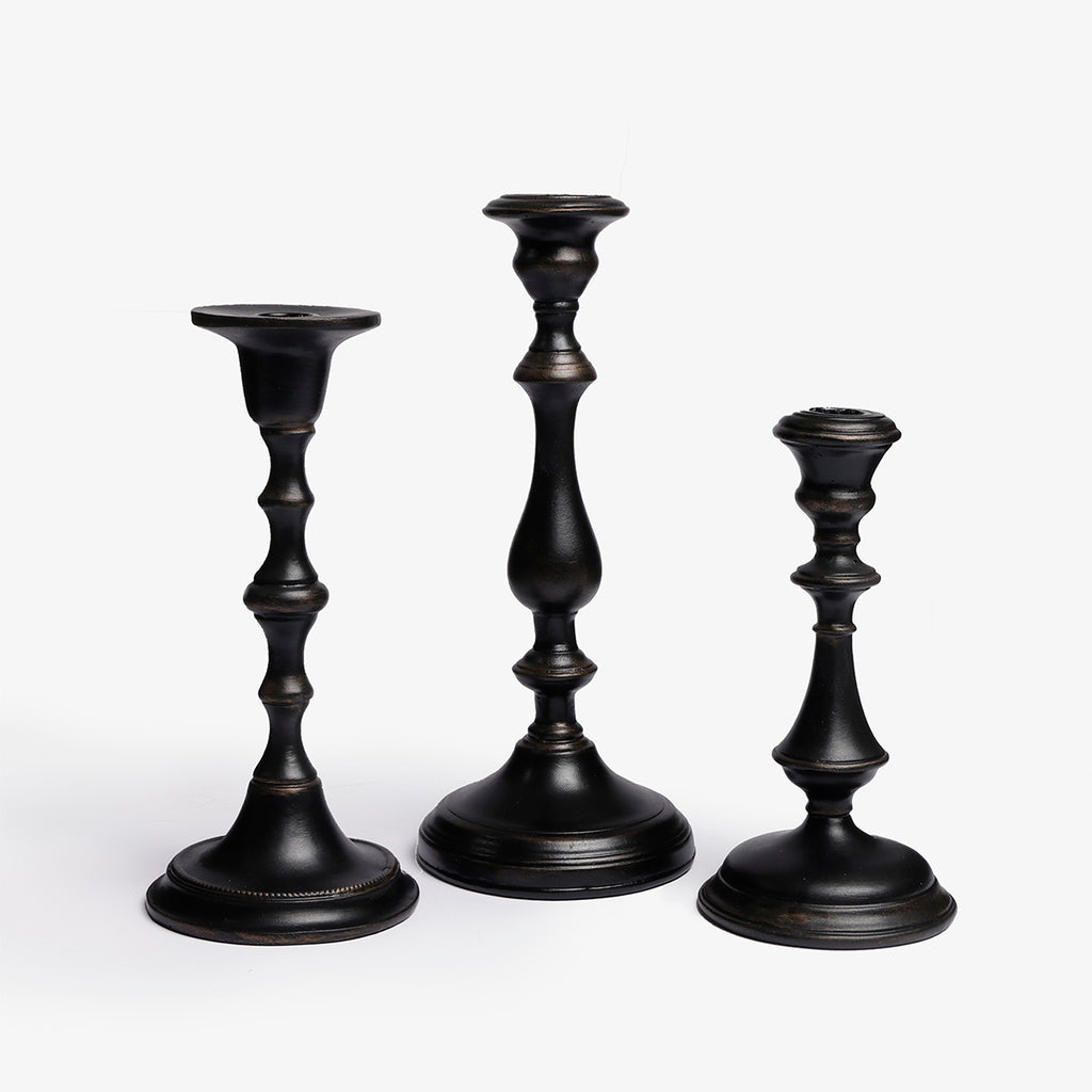 Dark Brown Candle Holders Grouped