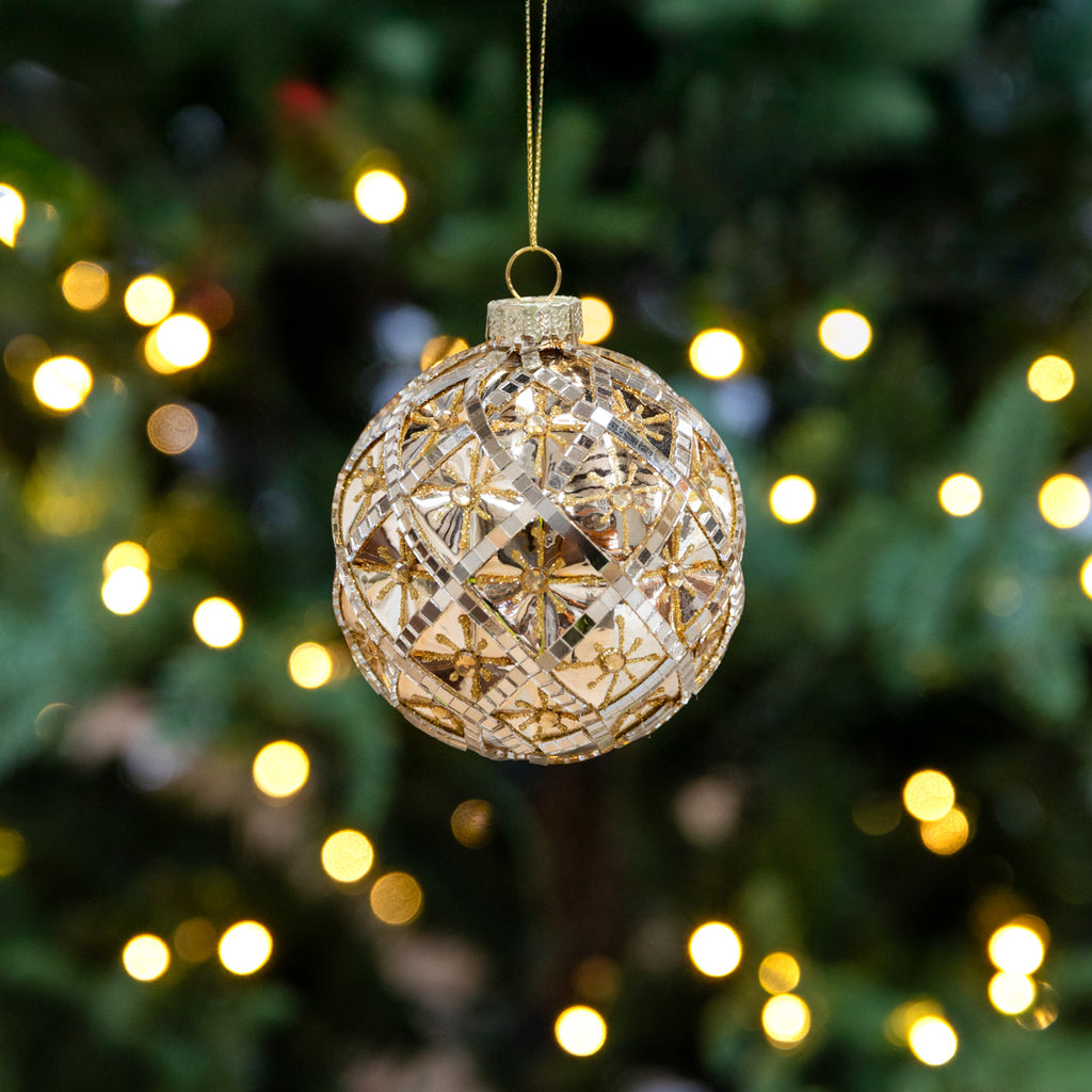 Diamond Baubles Set Of 4 (Champagne Gold) Styled in Christmas Tree