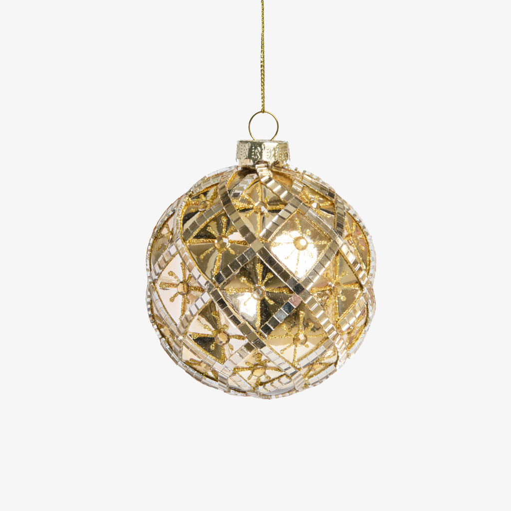 Diamond Baubles Set Of 4 (Champagne Gold) Front View
