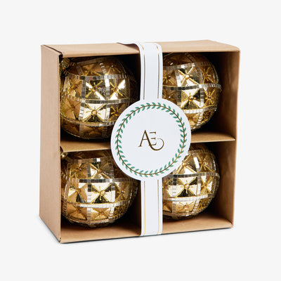 Diamond Baubles Set Of 4 (Champagne Gold) In Box