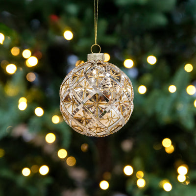 Diamond Baubles Set Of 4 (Champagne Gold) Styled in Christmas Tree