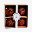 Diamond Baubles Set Of 4 (Red & Gold) in Box