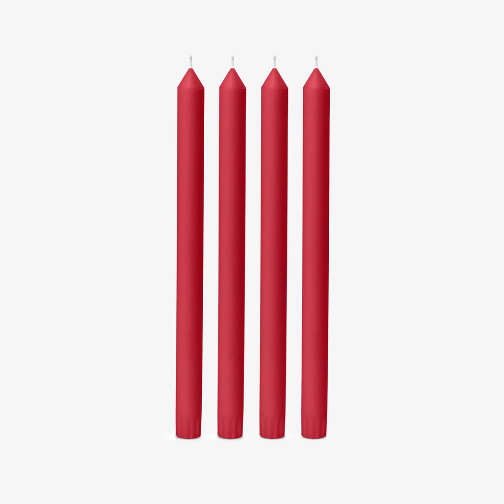 Dinner Candles 4 Pack (30cm, Chilli Red) Front View