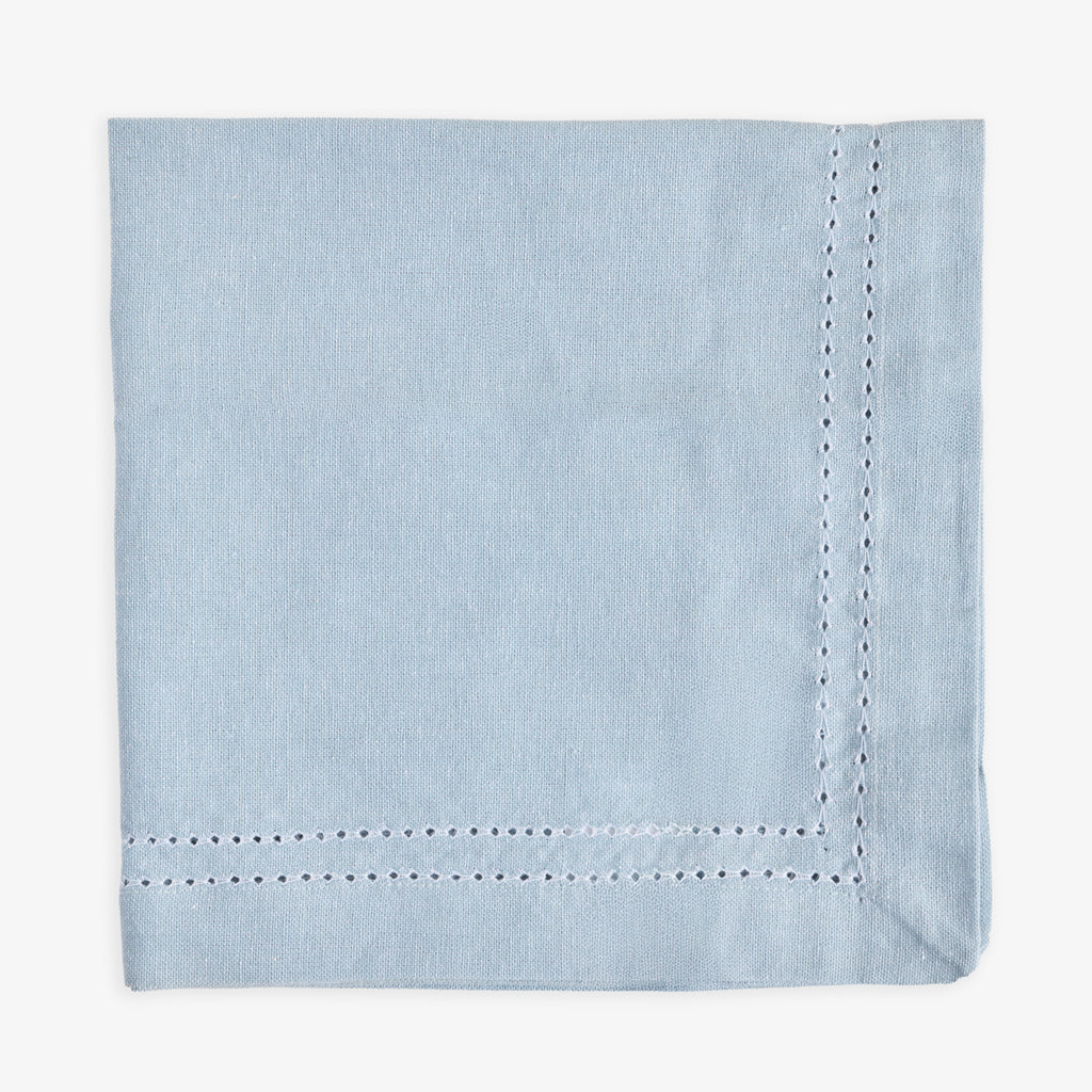 Double Hemstitch Napkins Light Blue (Set of 4) Corner