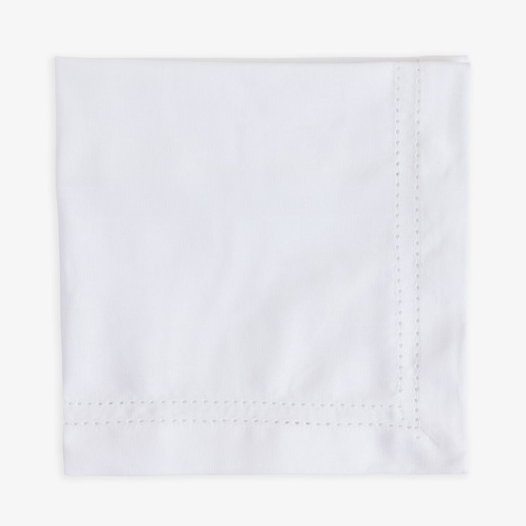 Double Hemstitch Napkins White (Set of 4) Corner