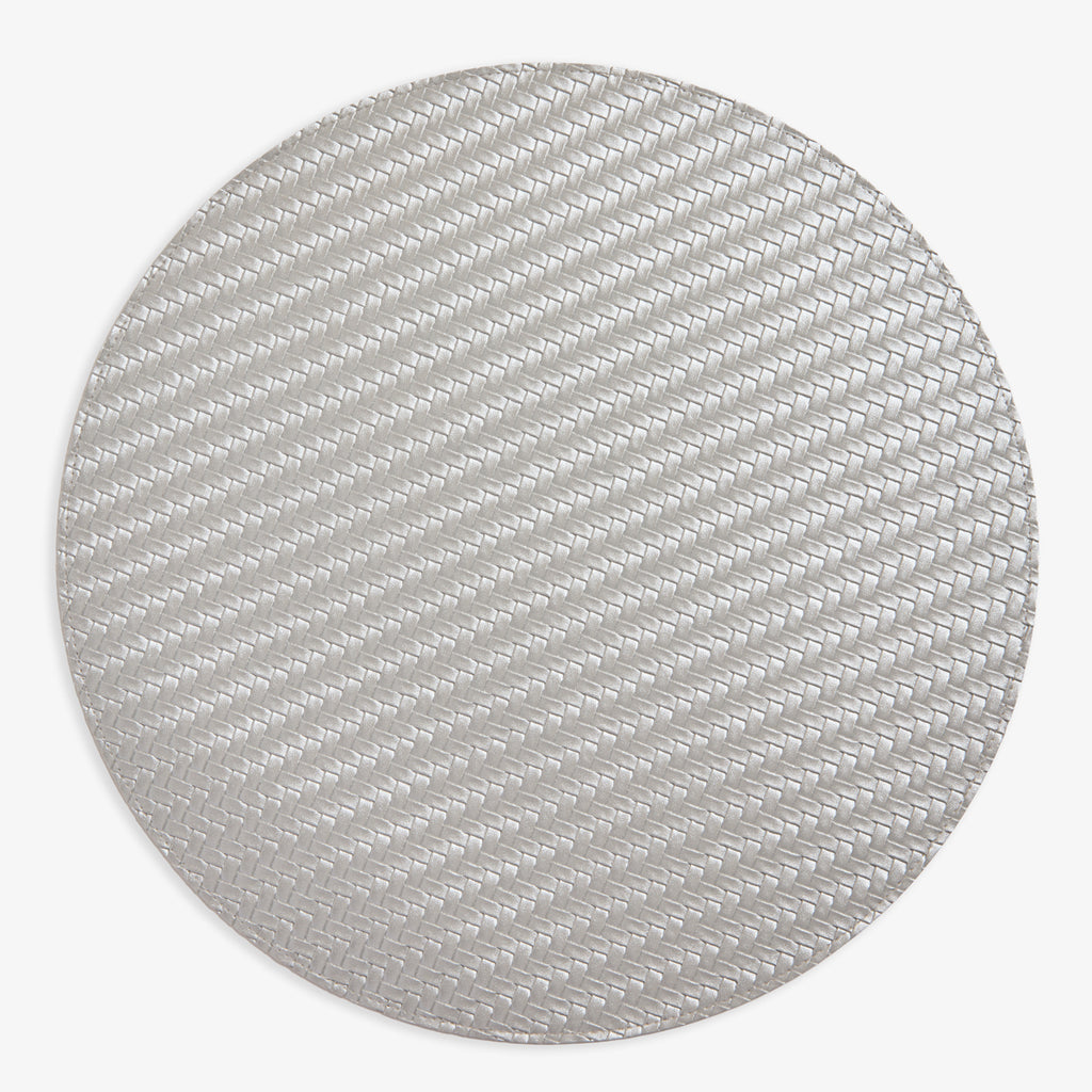 Woven Double Sided Round Placemat (Gold & Silver) Silver Side
